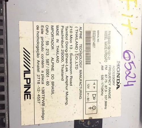 Rádio Cd Original Honda Fit 2015/2020