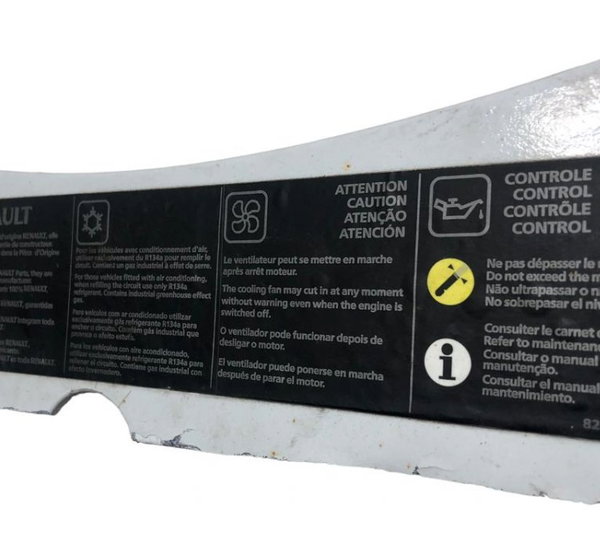Adesivo Advertencia Painel Frontal Renault Sandero 1.6 2011