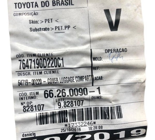 Forro Tampa Traseira Toyota Yaris Sedan 1.5 2020 Original Foto