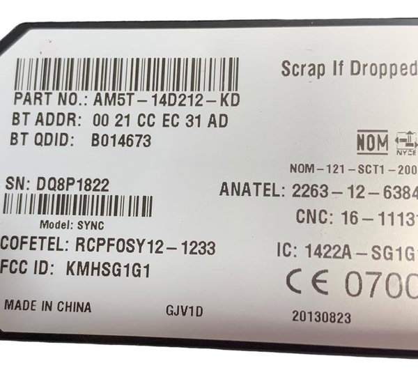 Módulo Central Interface Sync Bluetooth Ford New Fiesta 2013