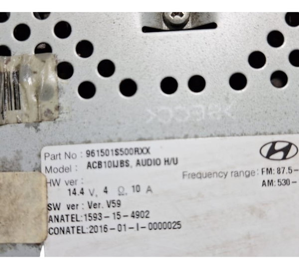 Rádio Som Multimídia Hyundai Hb20 Preto