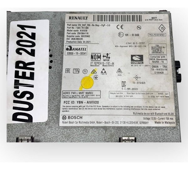 Central Tela Multimídia Renault Duster 1.6 Zen 2021 2022