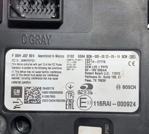 Módulo Conforto Bcm Gm Onix Premier Ii Turbo 2024