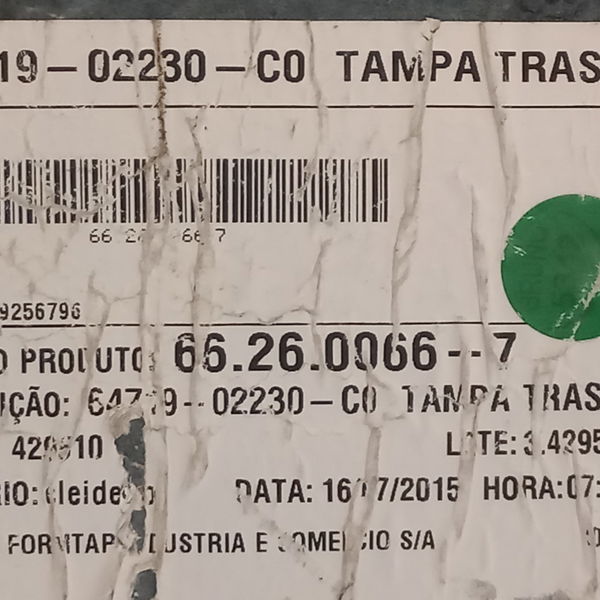 Forro Interno Da Tampa Traseira Toyota Corolla 1.8 Gli 2016