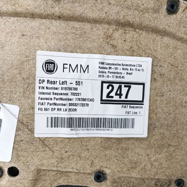 Forro Porta Traseira Esquerda Jeep Compass 2.0 2019