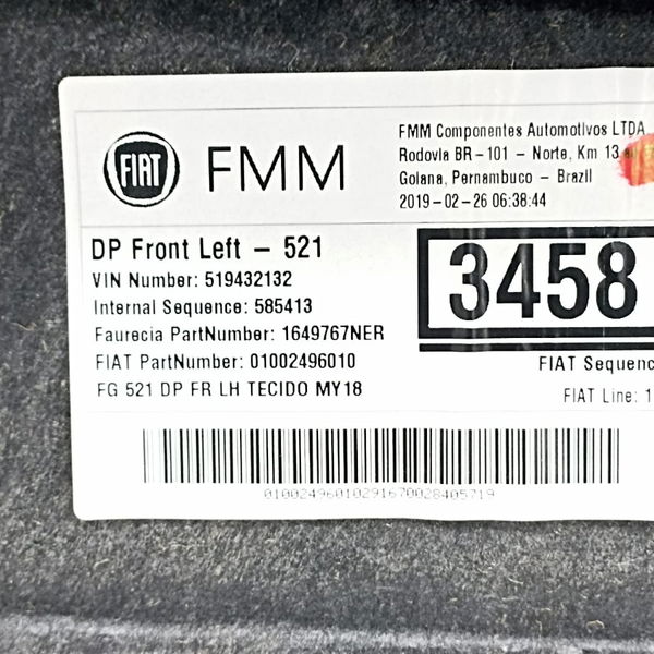 Forro Porta Dianteira Esquerda Jeep Renegade 2018