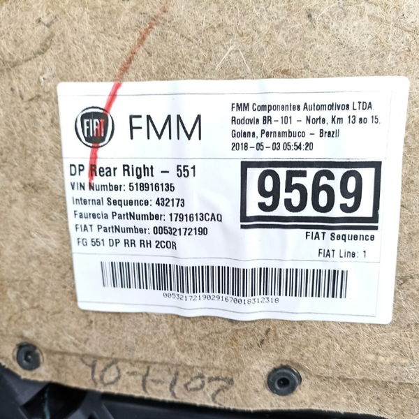Forro Porta Traseira Direita Jeep Compass Flex 2018.19