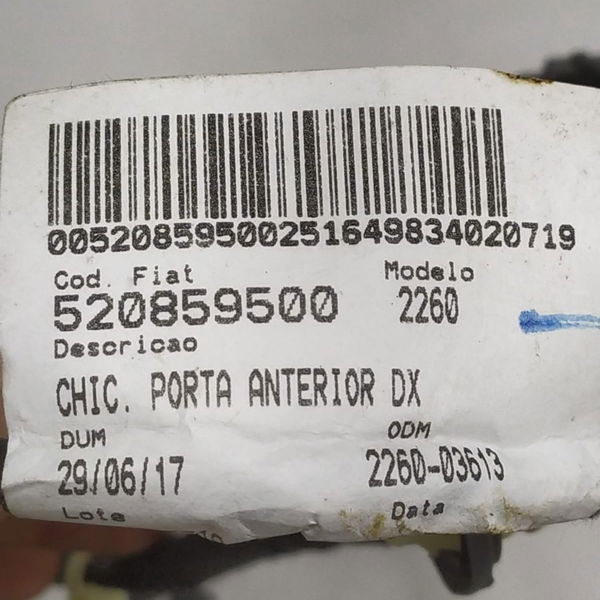 Chicote Porta Dianteira Direita Fiat Toro 2019