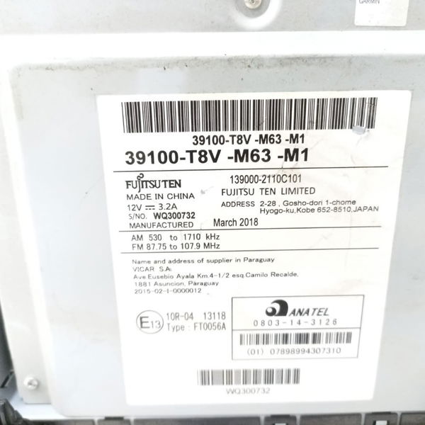 Rádio Multimídia Honda Hrv 2018 39100t8vm6361
