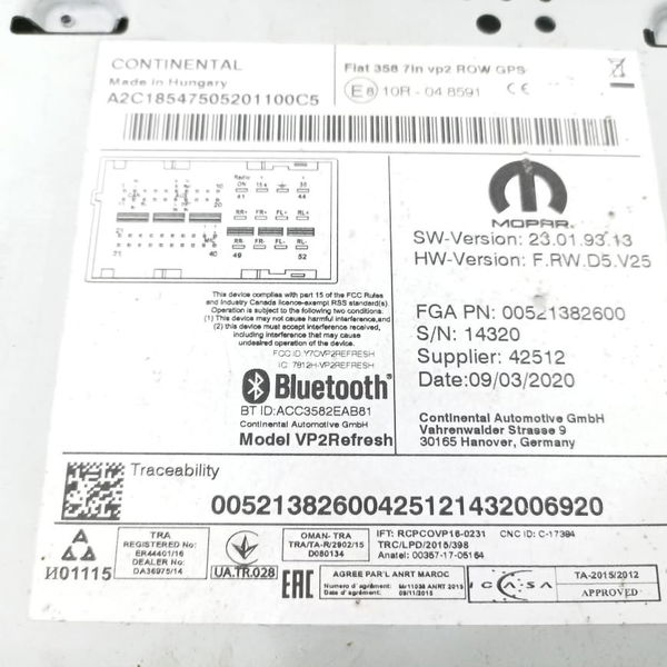 Rádio Som Multimídia Fiat Argo 2020-21 00521382600