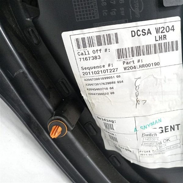 Forro Porta Traseira Esquerda Mercedes C300 2011 Detalhe