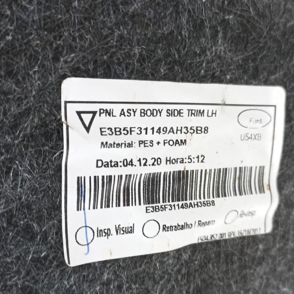 Forro Esquerdo Porta Malas Ford Ka 1.0 3cc Se 2020 2021