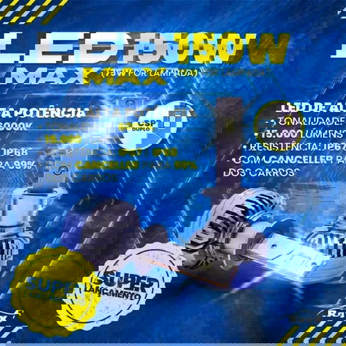 Ultra Led Max 6k 15000lm 150w 12/24v H1 H3 H7 H11 H27 Hb3hb4