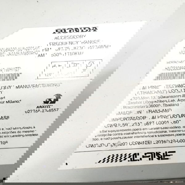 Radio Honda Fit Lx 2018