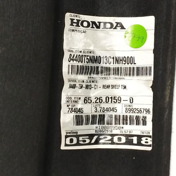 Tampão Bagagito Honda Fit Lx 1.5 2018