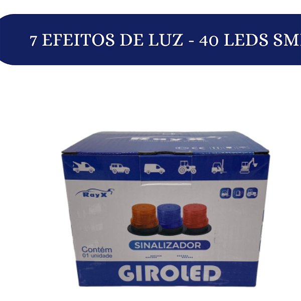 Giroled 7 Efeitos Luz Sinalizador Universal Rayx Fixação Imã