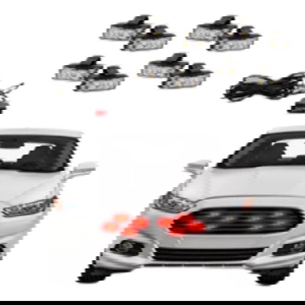 Kit 08 Farois Led Pisca Strobo Automotivo Sinalizacao Rayx