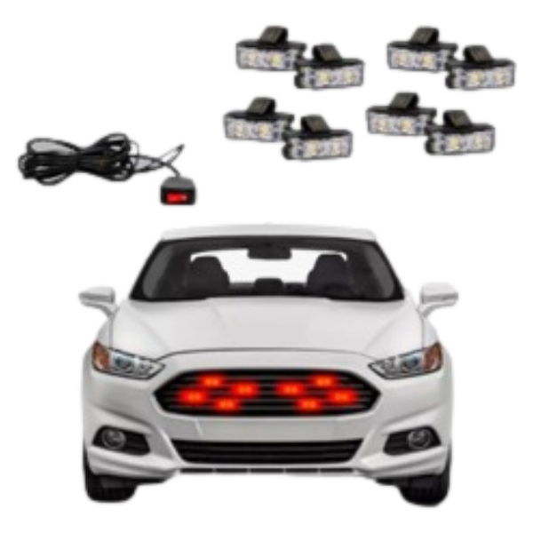 Kit 08 Farois Led Pisca Strobo Automotivo Sinalizacao Rayx