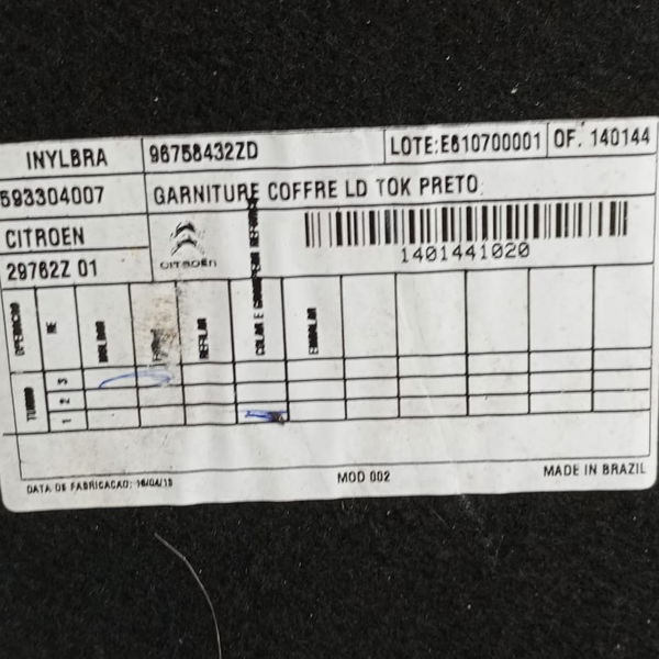 Forro Lateral Traseiro Direito Citroen C3 Exclusive 2014