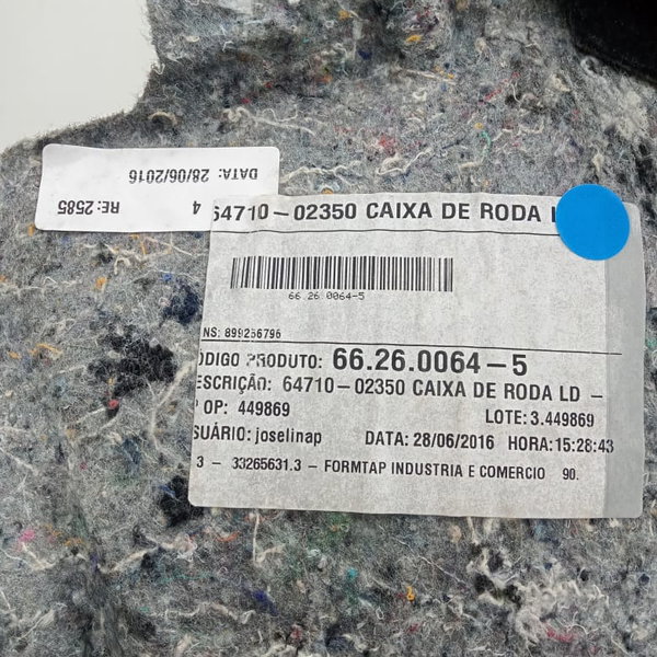 Forro Direito Porta Malas Toyota Corolla Gli 1.8  2017