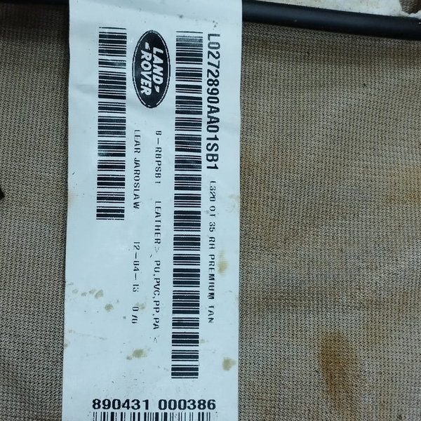 Capa Banco Encosto Traseir Direit Range Rover Sport 5.0 2012 Preto