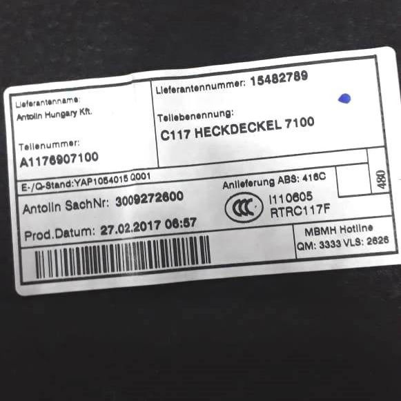 Acabamento Forro Tampa Traseira Mercedes Cla 200 2017 2018