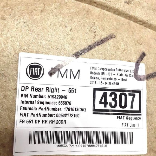 Forro Porta Traseira Direita Jeep Compass Flex 2018 2019