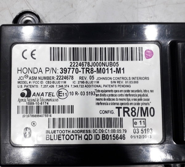 Módulo Central Bluetooth Honda Civic 2014 39770trm011m1