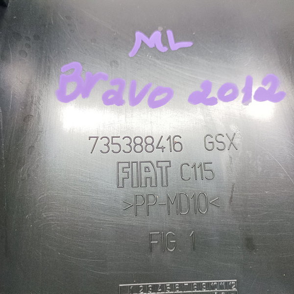 Acabamento Parte Trás Console Fiat Bravo 2012 Preto