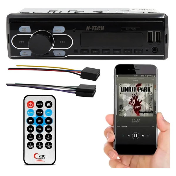Som Rádio Automotivo Bluetooth Usb Card Sd Aux Fm Mp3 H-tech