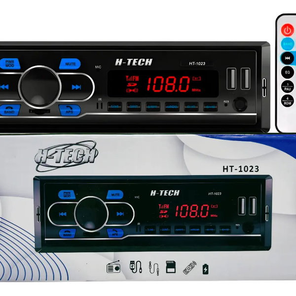 Som Rádio Automotivo Bluetooth Usb Card Sd Aux Fm Mp3 H-tech