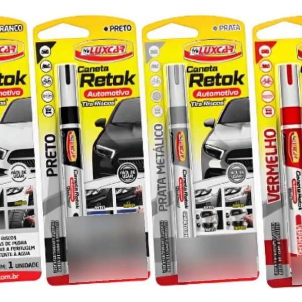 Caneta Retok Tira Riscos Automotivos Diversas Cores Luxcar Cor Preto