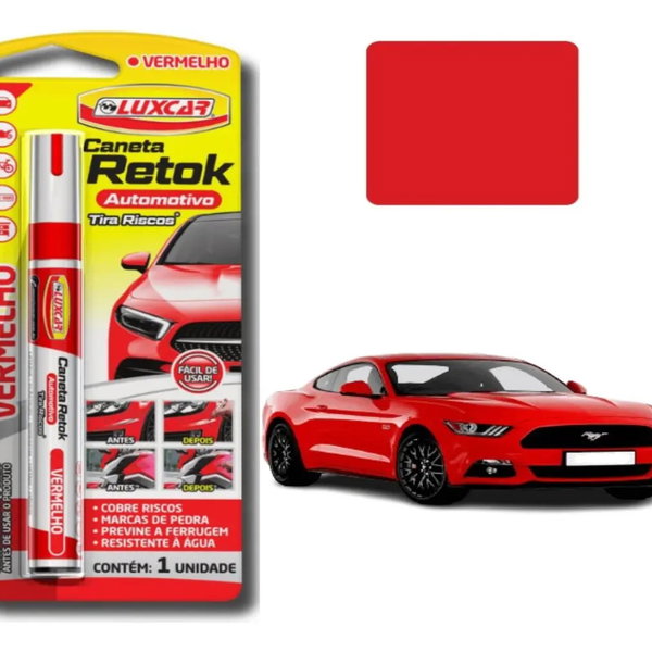 Caneta Retok Tira Riscos Automotivos Diversas Cores Luxcar Cor Vermelho