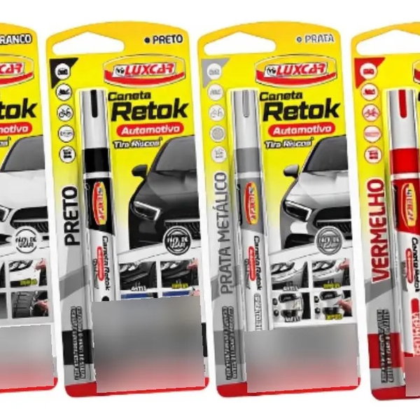 Caneta Retok Tira Riscos Automotivos Diversas Cores Luxcar Cor Prateado