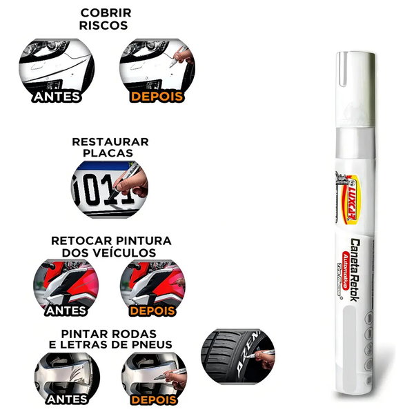 Caneta Retok Tira Riscos Automotivos Diversas Cores Luxcar Cor Prateado