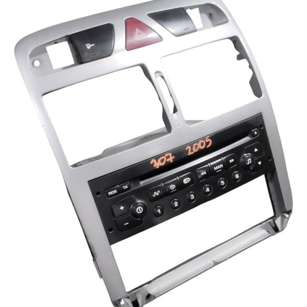 Moldura Central Painel Com Rádio Mp3 Peugeot 307 Prateado