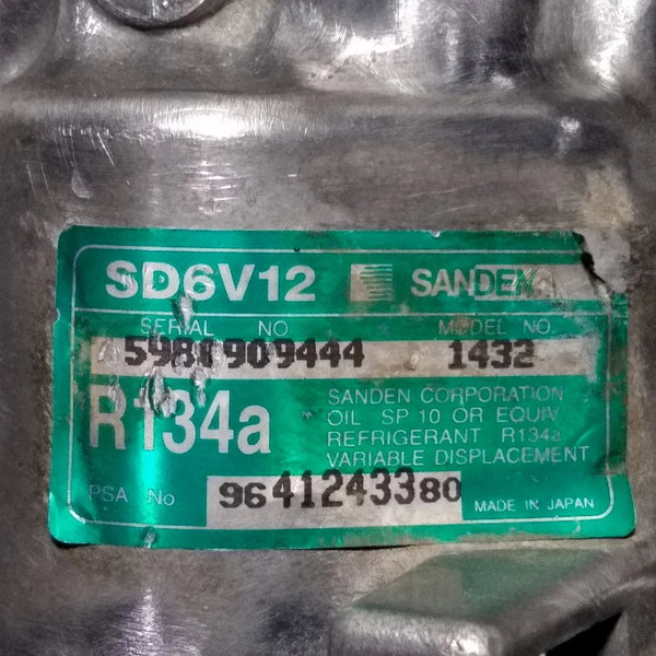 Compressor Ar Condicionado Sanden 9641243380 Peugeot 206 C3