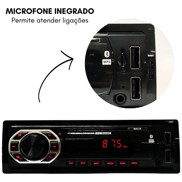 Radio Automotivo Truck Tudo Mix2002 Bluetooth 2 Usb Sd Fm