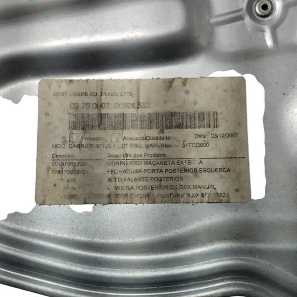 Máquina Vidro Completafiat Stilo 2005 Traseira Lado Esquerdo