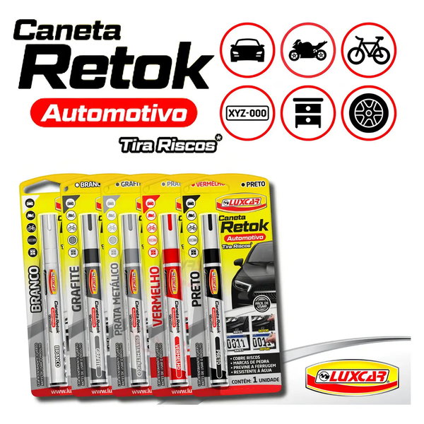 Luxcar Caneta Retok Tira Riscos Cinza-escuro