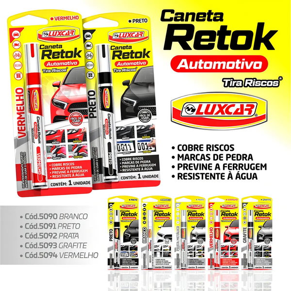 Luxcar Caneta Retok Tira Riscos Cinza-escuro