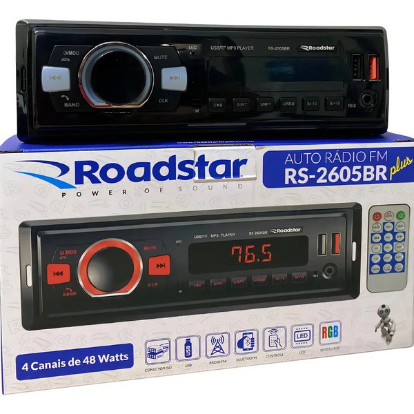 Auto Radio Mp3 Roadstar Cont. Remoto Bluetooh Rca Fm Sd Usb