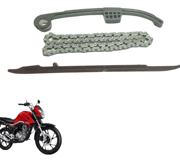 Kit Guia Tensor Corrente Comando Honda Cg 160 16-22 Original