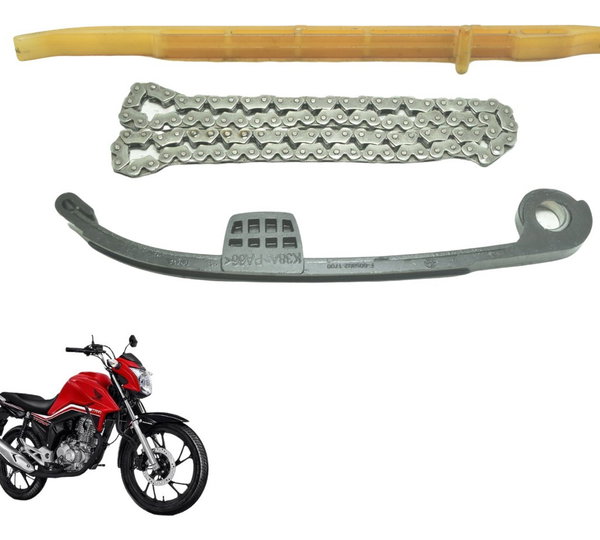 Kit Guia Tensor Corrente Comando Honda Cg 160 16-22 Original