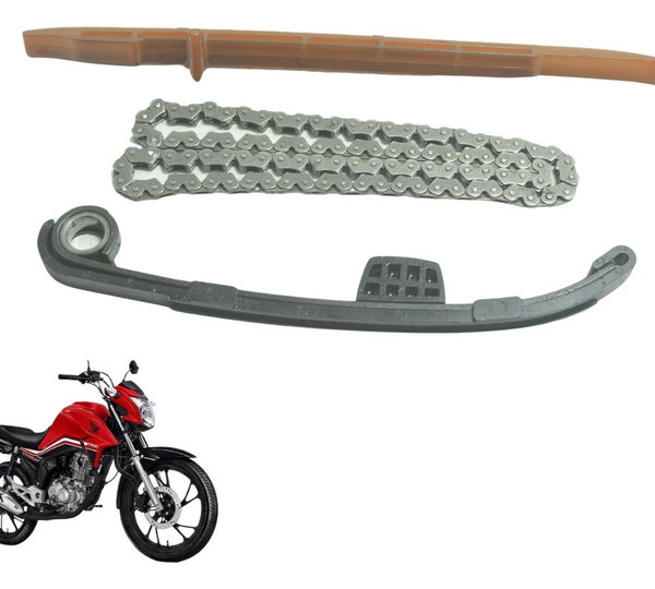Kit Guia Tensor Corrente Comando Honda Cg 160 16-22 Original