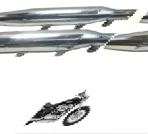 Par Ponteira Escape C/ Detalhes Harley Xl 1200c 11-13 Orig