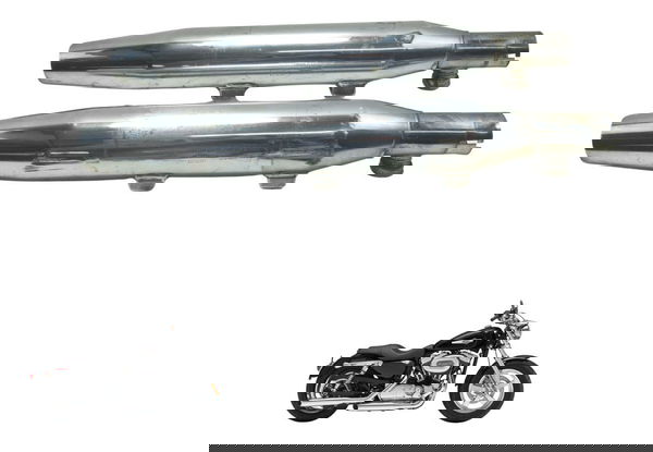 Par Ponteira Escape C/ Detalhes Harley Xl 1200c 11-13 Orig