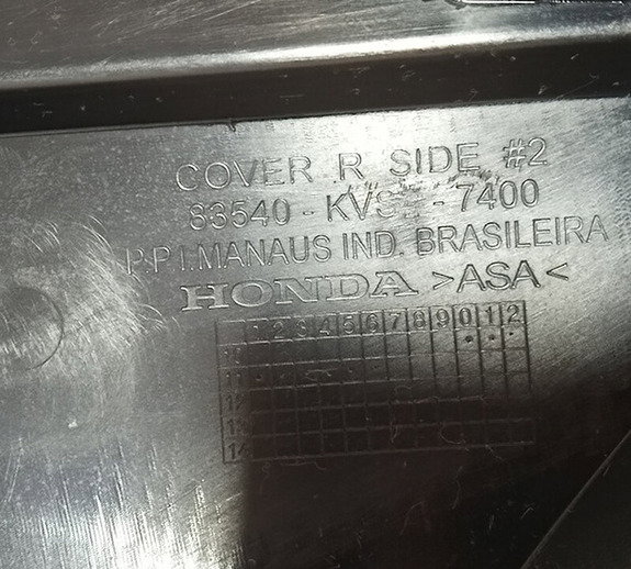 Carenagem Lateral Dir Honda Cg 150 Fan 10/12 Avaria 14133 Preto