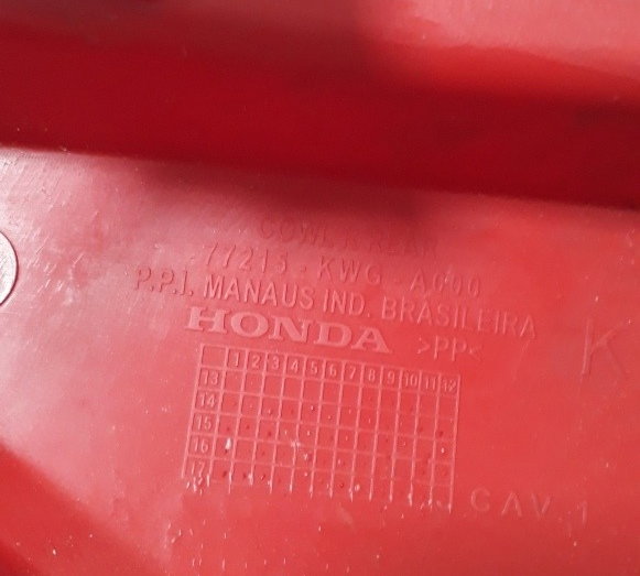 Carenagem Rabeta Dir Honda Cg 125 14/18 Ori 20068 Vermelho