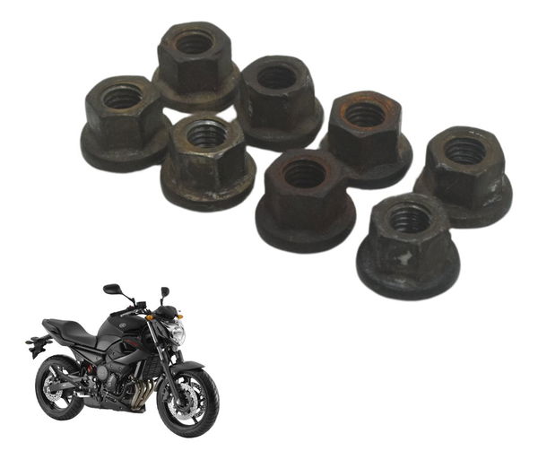 Jogo Porca Escape Yamaha Xj6 N 10-12 Original
